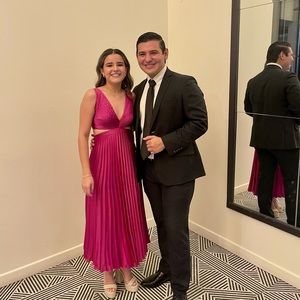 Abercrombie satin pink cutout long dress.